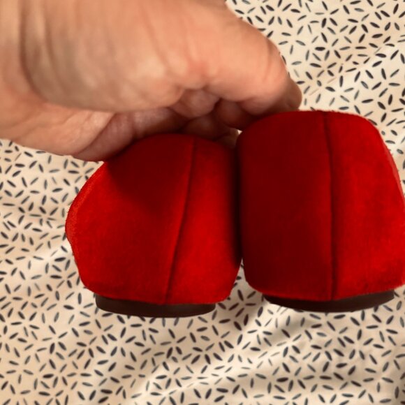 Zara Red Suede D’Orsay Pointed Toe Flats | Size 7.5 - Picture 6 of 7